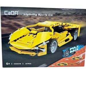 CaDA Building Block Set Lightning Sports Car C52021W Yellow Pull Back New in Box